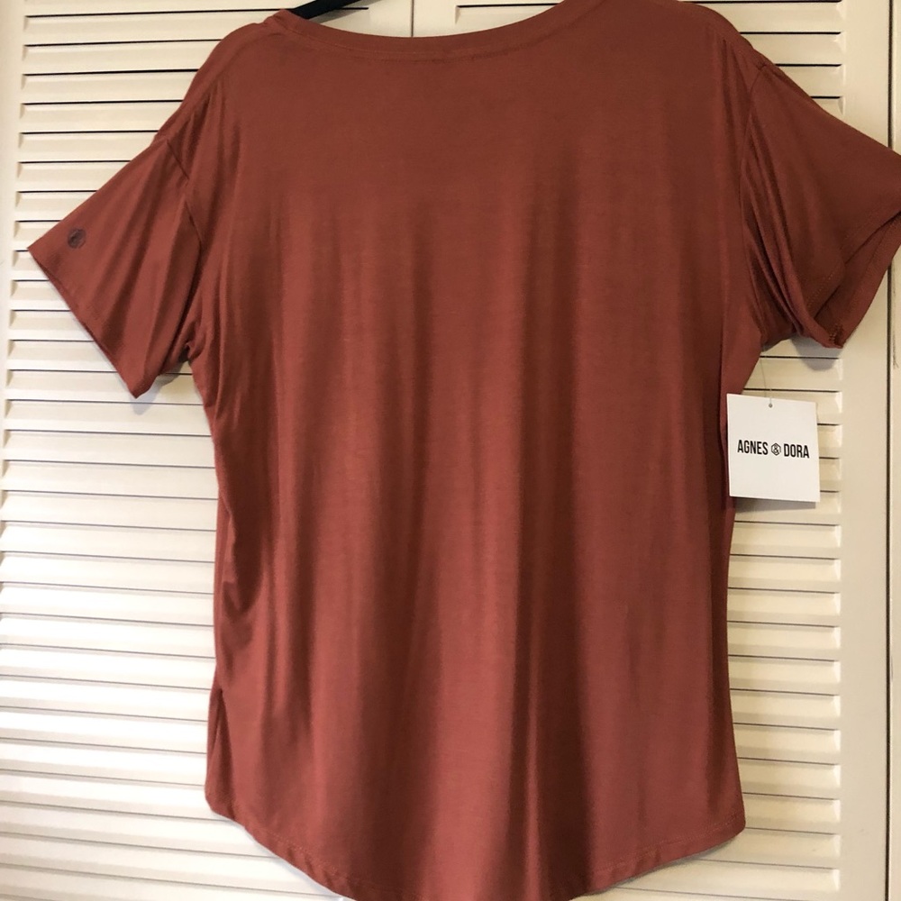 Agnes & Dora NWT size Large Short Sleeve Top- Mocha - Picture 4 of 7
